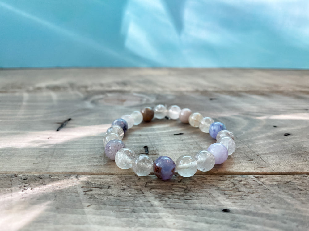 "Intuition and Knowing" Clear and Purple Fluorite Intention Bracelet